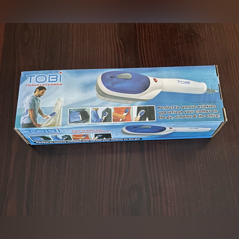 Tobi Portable Fabric Steamer - Blue and White